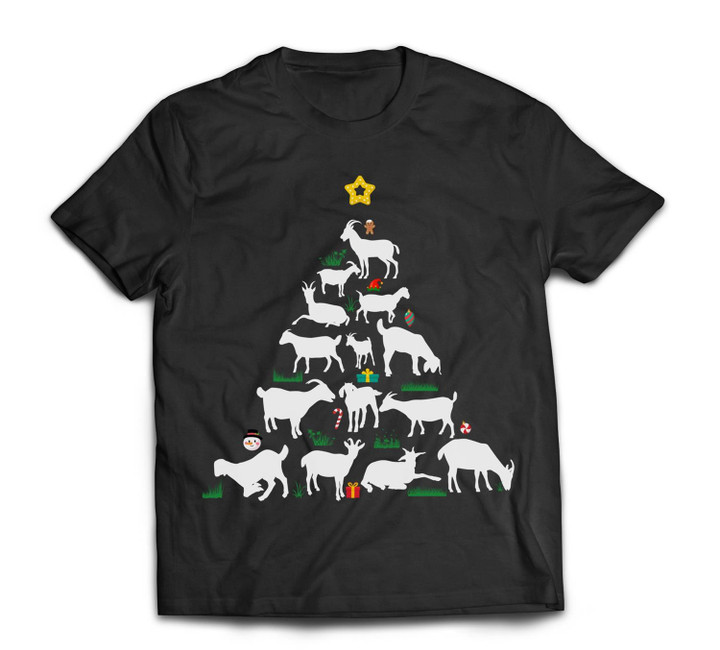 Goat Christmas Tree Apparel - Goat Christmas T-shirt-Men-Black