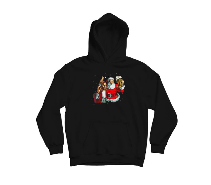 Jesus Christ and Santa Selfie Drink Beer Christmas Gifts Youth Hoodie & T-Shirt-Youth Hoodie-Black