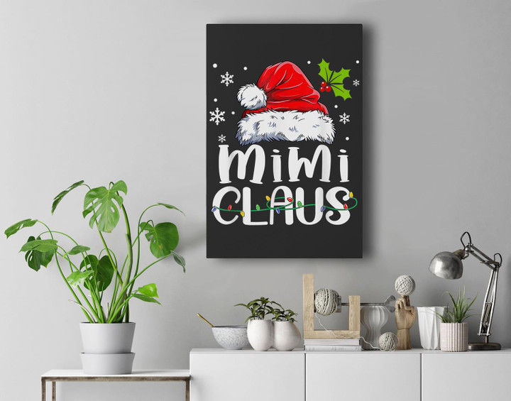 Mimi Claus Christmas Pajama Family Matching Xmas Premium Wall Art Canvas Decor-New Portrait Wall Art-Black