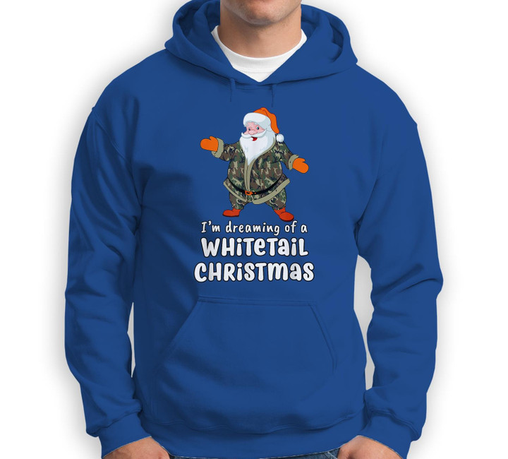 Deer Hunting Whitetail Christmas Camo Santa Sweatshirt & Hoodie-Adult Hoodie-Royal