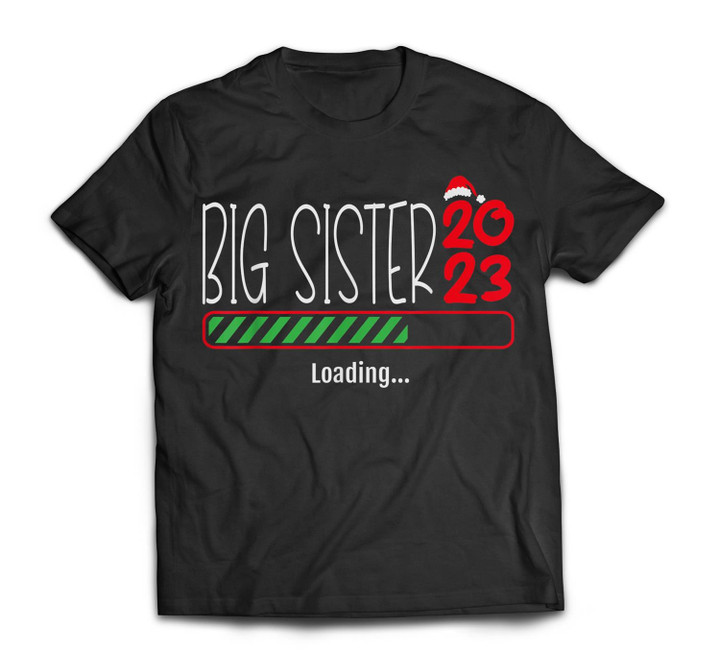 Big Sister 2023 Christmas Big Sis Announcement X-Mas Pajama T-shirt-Men-Black