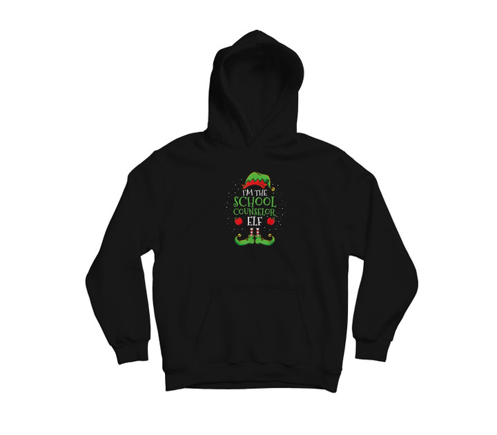 Im The School Counselor Elf Christmas Youth Hoodie & T-Shirt-Youth Hoodie-Black