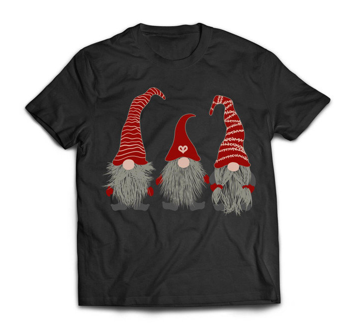 3 Nordic Gnomes Swedish Nisse Tomte Christmas Pajama Gift T-shirt-Men-Black
