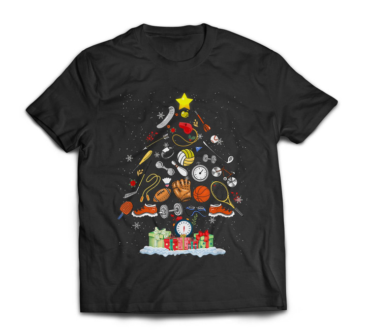 Y12n Physical Teacher Christmas Tree Merry Xmas PE Teacher T-shirt-Men-Black