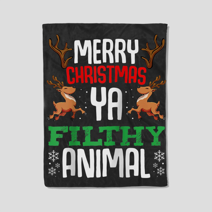 Merry Christmas You Filthy Animal Funny Xmas Winter Snow Baseball Fleece Blanket-30X40 In-Black