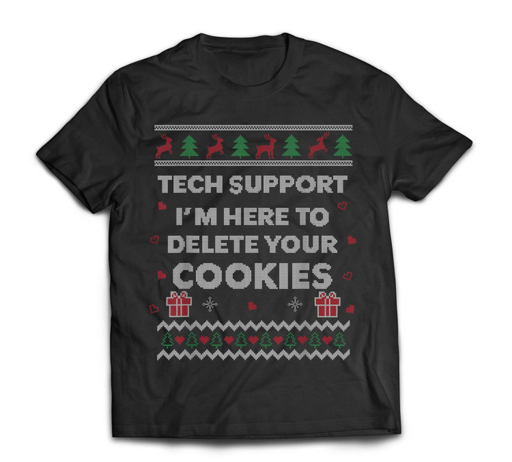 Technical Support Funny Ugly Christmas Style Programmer IT T-shirt-Men-Black