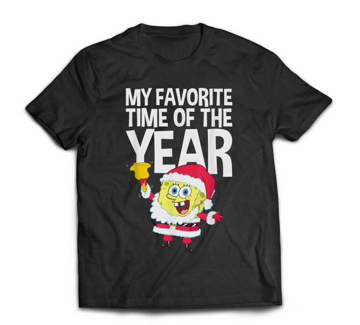 Spongebob Squarepants My Favorite Time Of Year Christmas T-shirt-Men-Black