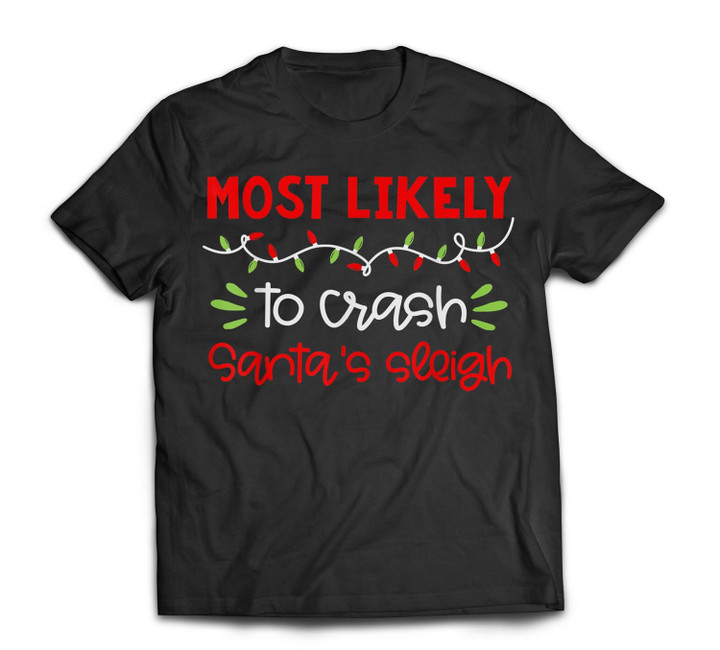 Most Likely To Funny Matching Family Christmas PJs T-shirt-Men-Black