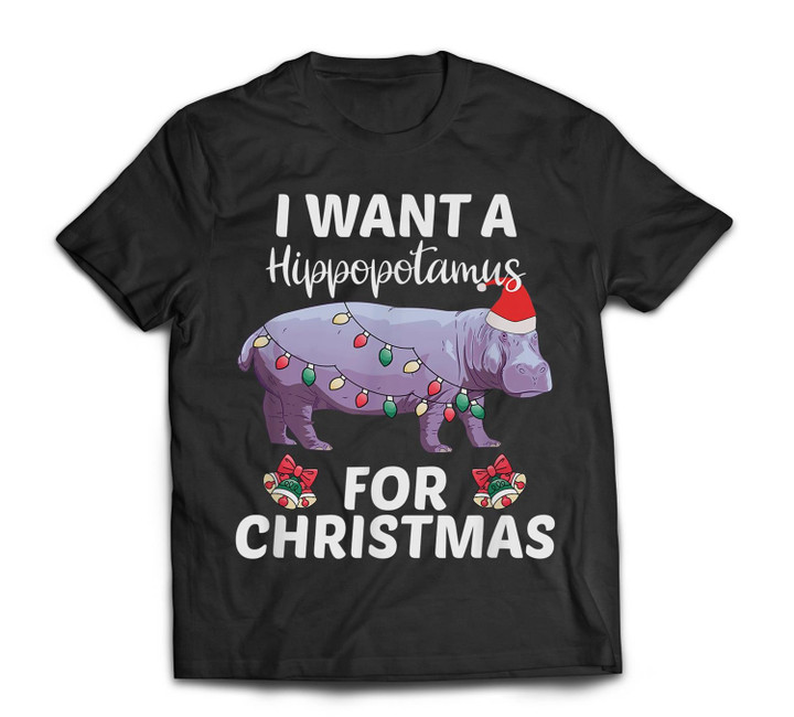 I Want A Hippopotamus For Christmas Hippo Animal Costume T-shirt-Men-Black
