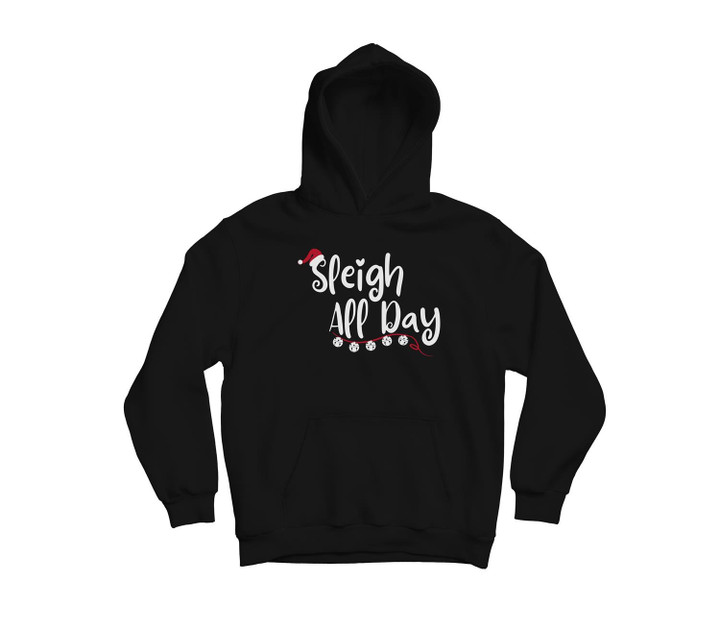 Sleigh All Day Fun Holiday Christmas Youth Hoodie & T-Shirt-Youth Hoodie-Black