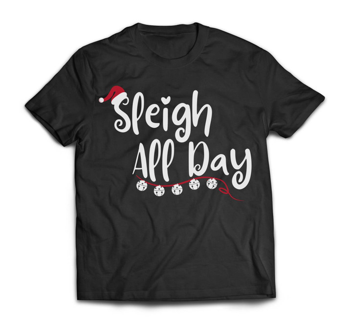 Sleigh All Day Fun Holiday Christmas T-shirt-Men-Black