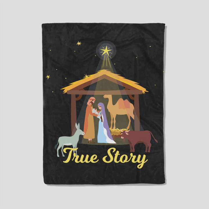 True Story - Christmas Advent Nativity Scene North Star Fleece Blanket-30X40 In-Black