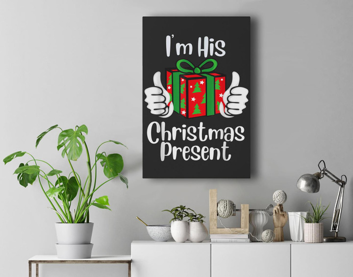 Funny Matching Couples Christmas His and Hers Premium Wall Art Canvas Decor-New Portrait Wall Art-Black