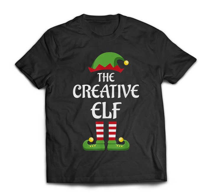Creative Elf Family Matching Group Christmas T-shirt-Men-Black