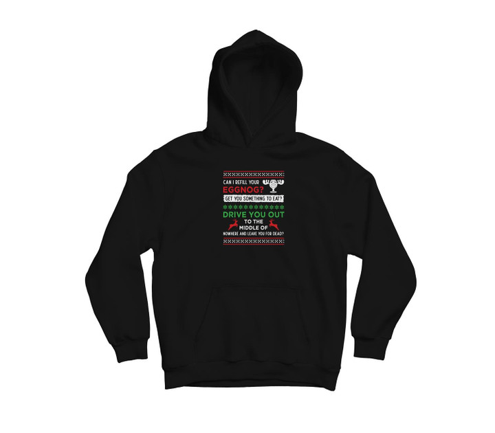 Can I Refill Your Eggnog - Funny Christmas Vacation Quote Youth Hoodie & T-Shirt-Youth Hoodie-Black