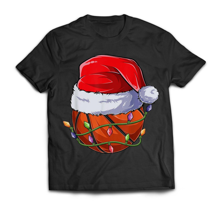 Basketball Christmas Boy Apparel Funny Santa Sport Men Kids T-shirt-Men-Black