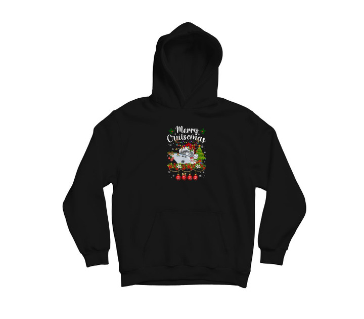 Merry Cruisemas 2022 Cruise Santa Hat Reindeer Xmas Tree Youth Hoodie & T-Shirt-Youth Hoodie-Black