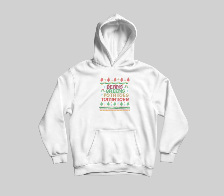 Beans Greens Potatoes Tomatoes Ugly Xmas Cross Stitch Youth Hoodie & T-Shirt-Youth Hoodie-White
