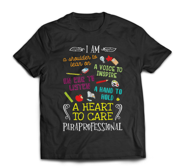 Paraprofessional Gift Heart To Care Paraprofessional T-shirt-Men-Black