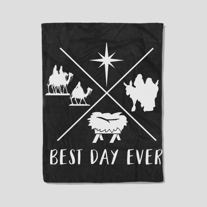 Modern Nativity Scene Best Day Ever Christmas Fleece Blanket-30X40 In-Black