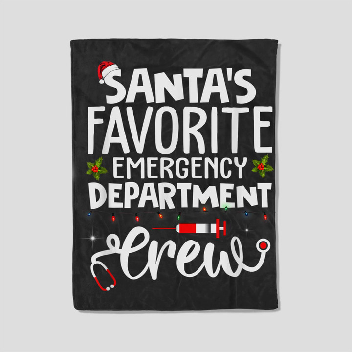 Santa's Favorite Emergency Department Crew Christmas Party Fleece Blanket-30X40 In-Black