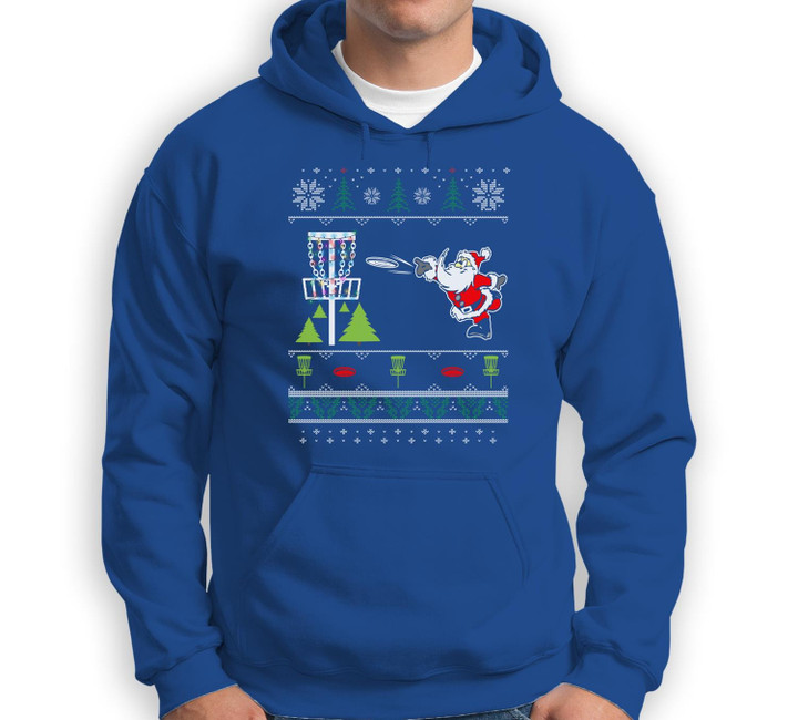 Ugly Disc Golf Santa Christmas Sweater Funny Xmas Frolf Sweatshirt & Hoodie-Adult Hoodie-Royal