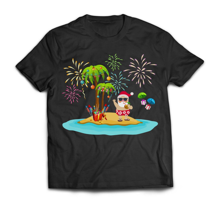 Decorated Christmas Palm Tree Tropical Xmas Coconut Lights T-shirt-Men-Black