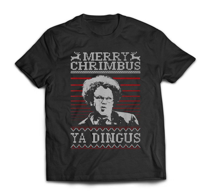 Merry Chrimbus Christmas Ya Dingus T-shirt-Men-Black