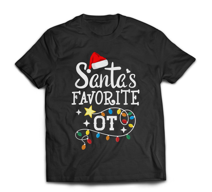 Christmas Occupational Therapist therapy Santa's Favorite OT T-shirt-Men-Black