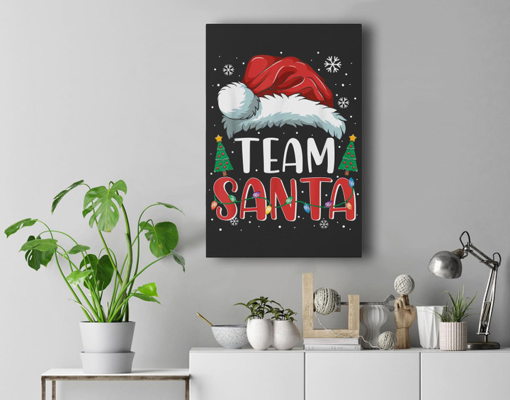 Team Santa Christmas Family Matching Pajamas Premium Wall Art Canvas Decor-New Portrait Wall Art-Black
