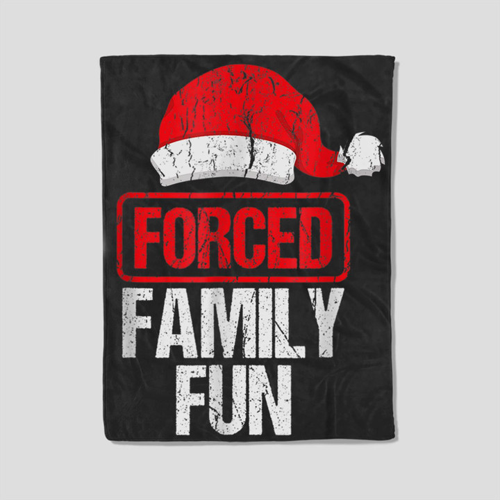 Forced Family Fun Winter Holidays Funny Christmas Fleece Blanket-30X40 In-Black