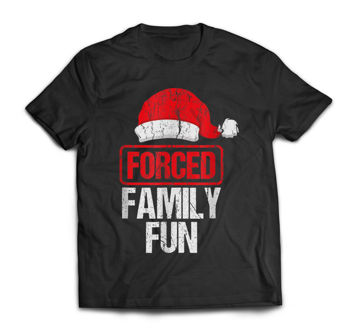 Forced Family Fun Winter Holidays Funny Christmas T-shirt-Men-Black