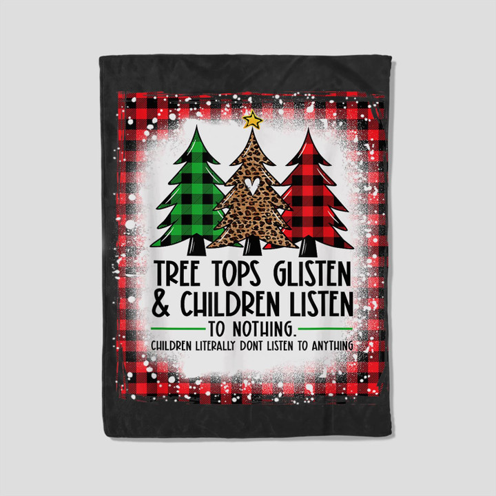 Tree Tops Glisten And Children Listen To Nothing Christmas Fleece Blanket-30X40 In-Black