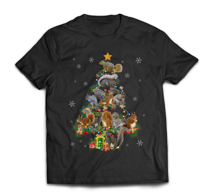Funny Squirrel Christmas Tree Squirrel Lover Xmas Gifts T-shirt-Men-Black