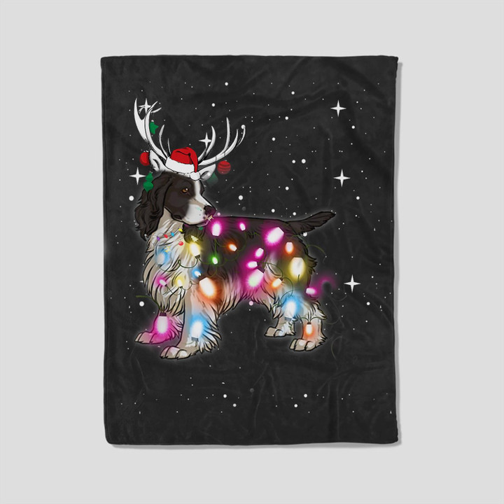 English Springer Spaniel Christmas Lights Pajama Funny Dog Fleece Blanket-30X40 In-Black