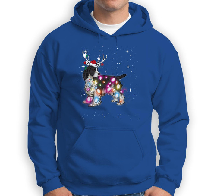 English Springer Spaniel Christmas Lights Pajama Funny Dog Sweatshirt & Hoodie-Adult Hoodie-Royal