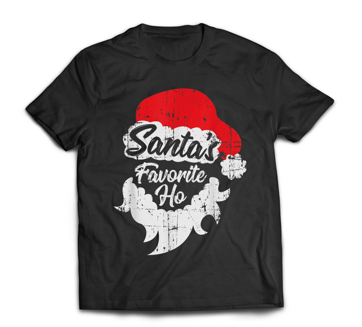 Santas Favorite Ho Funny Adult Girl Christmas Gift T-shirt-Men-Black