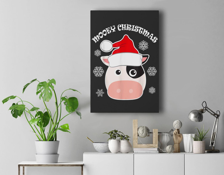 Ugly Mooey Christmas Cow Premium Wall Art Canvas Decor-New Portrait Wall Art-Black