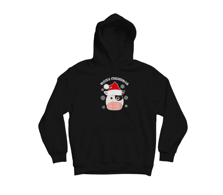 Ugly Mooey Christmas Cow Youth Hoodie & T-Shirt-Youth Hoodie-Black