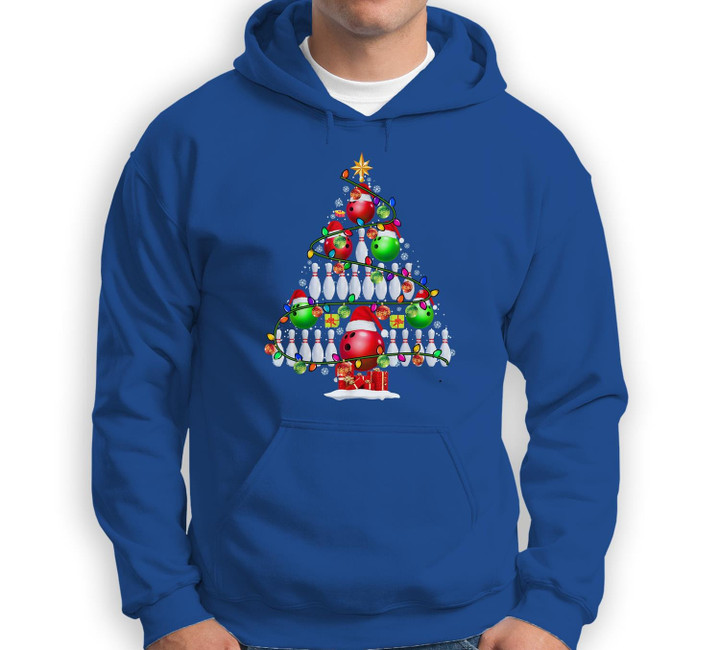 Xmas Tree Bowling Xmas Lights Santa Bowling Ball Player Sweatshirt & Hoodie-Adult Hoodie-Royal