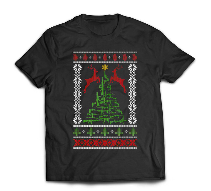 Guns Ugly Christmas Sweater Military Gun Right 2nd Amendment T-shirt-Men-Black