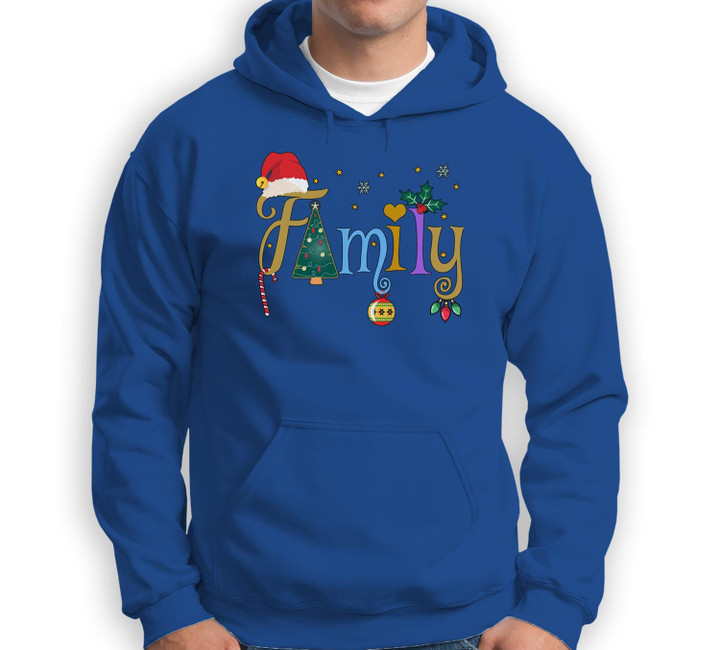 FAMILY Letters Christmas Style Love My Family Christmas Sweatshirt & Hoodie-Adult Hoodie-Royal