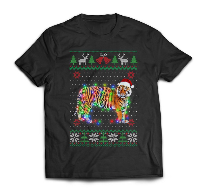 Tiger Animal Ugly Sweater Christmas Puppy Animal Lover T-shirt-Men-Black