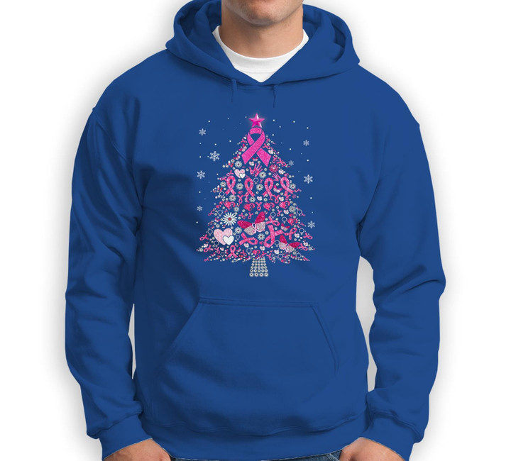Breast Cancer Ornament Decoration Christmas Tree Snowflakes Sweatshirt & Hoodie-Adult Hoodie-Royal