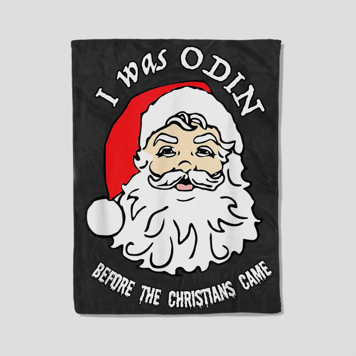 I Was ODIN Santa Norse Viking Santa Pagan Yule Humor Fleece Blanket-30X40 In-Black