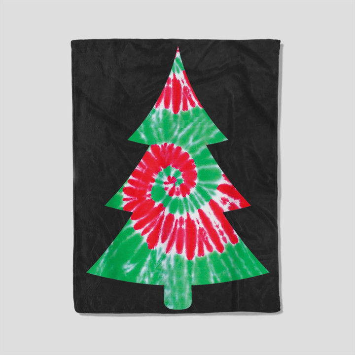 Groovy Christmas Tie Dye Tree Tye Die Top Fleece Blanket-30X40 In-Black