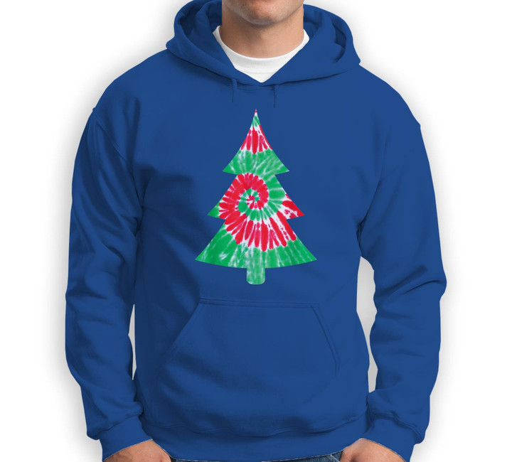 Groovy Christmas Tie Dye Tree Tye Die Top Sweatshirt & Hoodie-Adult Hoodie-Royal
