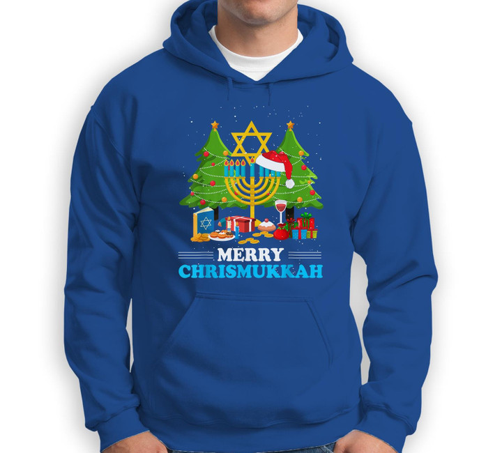 Merry Chrismukkah Hanukkah Jewish Chanukah Christmas Sweatshirt & Hoodie-Adult Hoodie-Royal