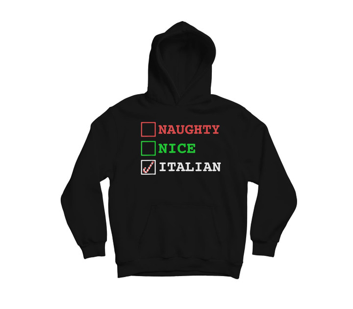 Naughty Nice Italian Xmas Funny Christmas Italy Joke Italia Youth Hoodie & T-Shirt-Youth Hoodie-Black