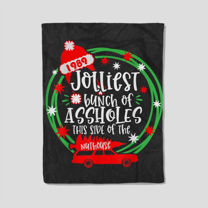 Funny Costume Christmas Tree Truck Jolliest Bunch Of A-Holes Fleece Blanket-30X40 In-Black